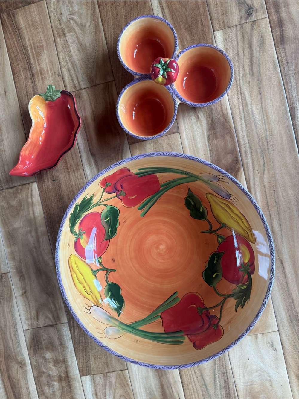 Clay Art Les Jardins Ceramic Serving Bowl & Dip Entertainment Set